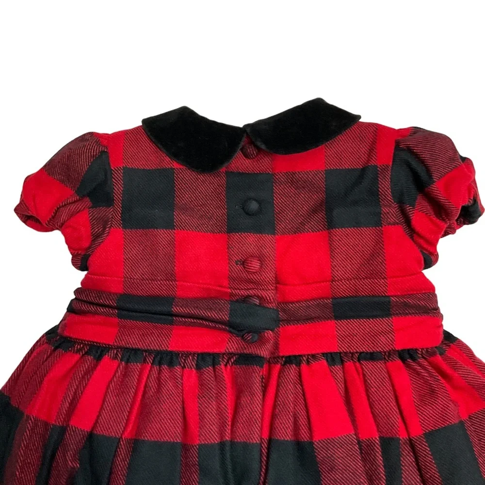 $250 Ralph Lauren Baby Girls Holiday Plaid Flannel Dress and Size 9 Months